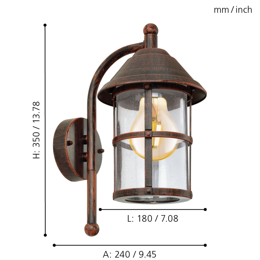 EGLO - Venkovní nástěnné svítidlo 1xE27/60W/230V