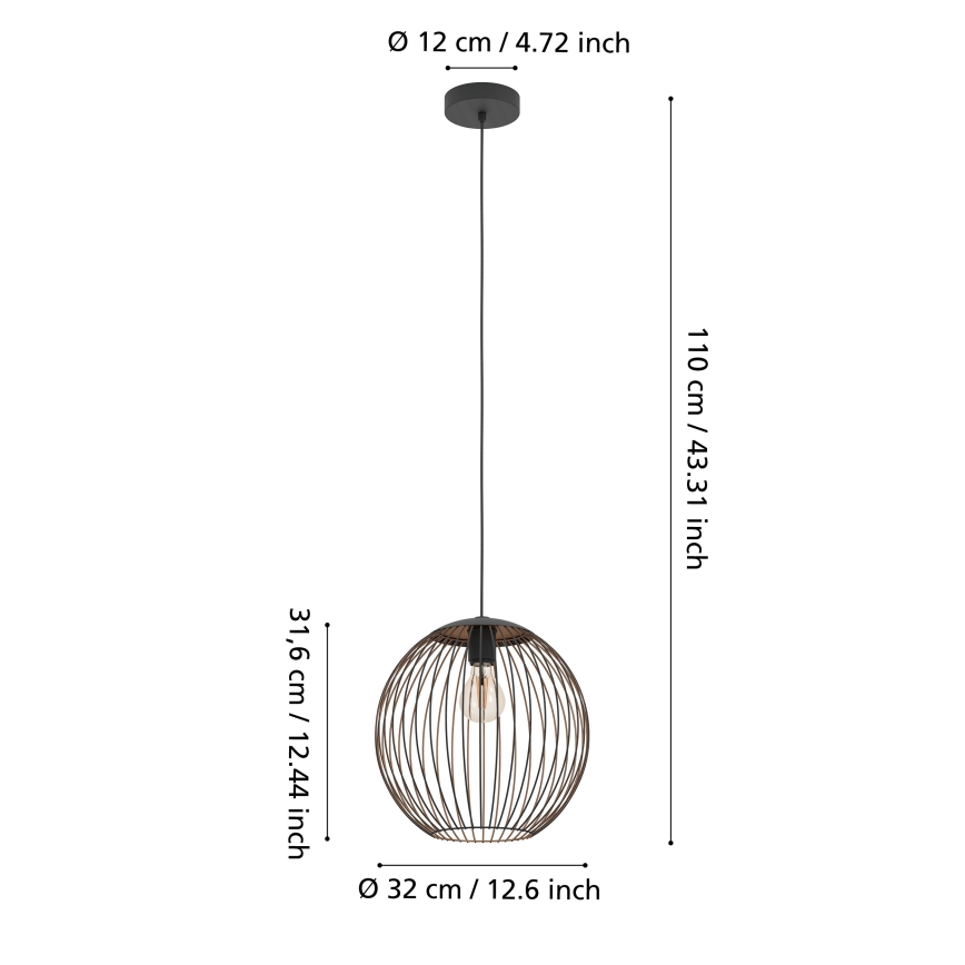 Eglo - Lustr na lanku 1xE27/60W/230V černá