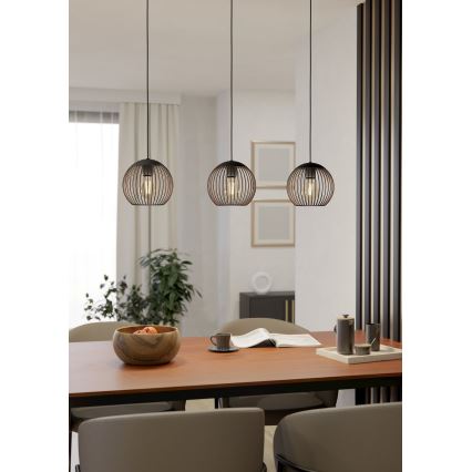 Eglo - Lustr na lanku 3xE27/60W/230V černá