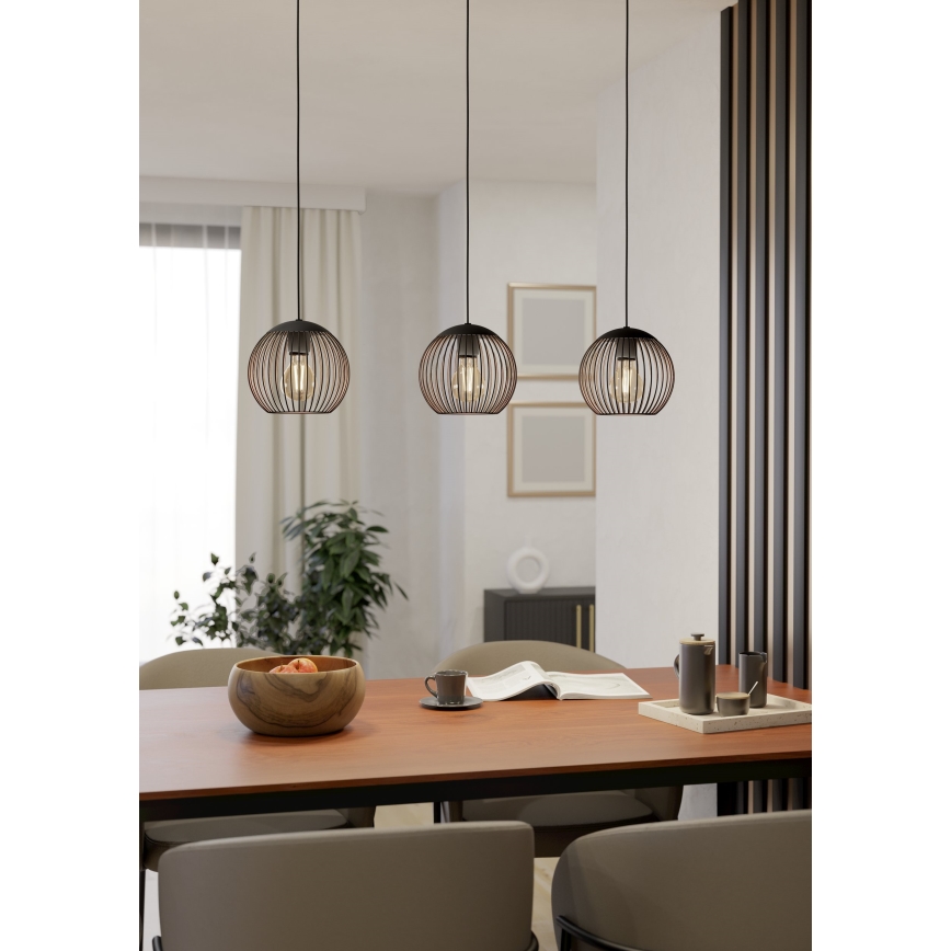 Eglo - Lustr na lanku 3xE27/60W/230V černá