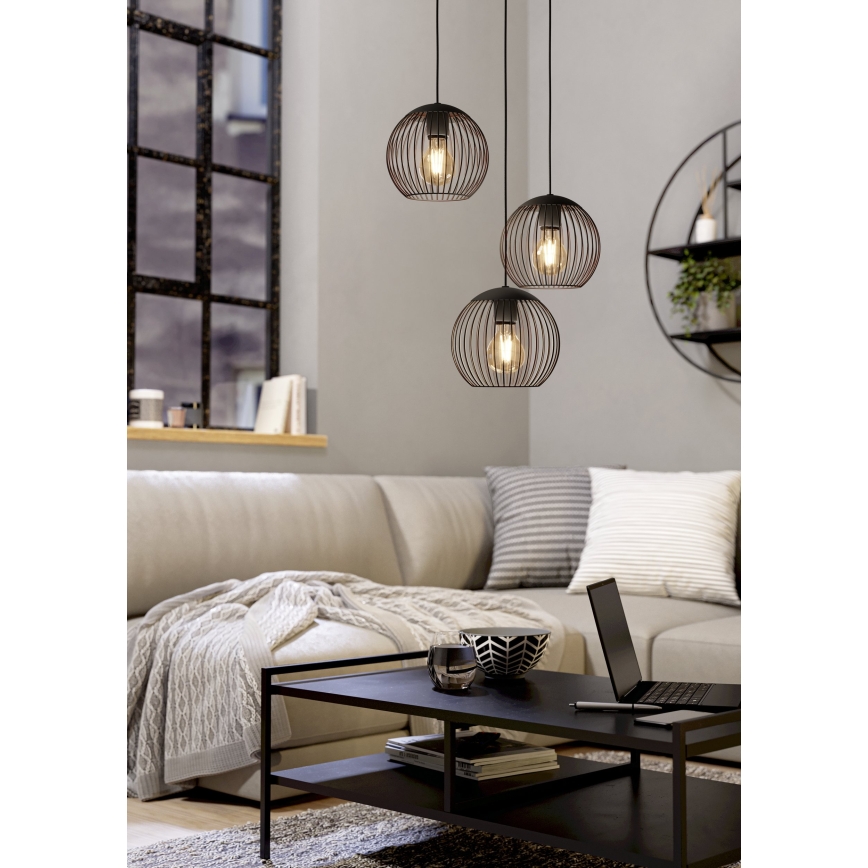 Eglo - Lustr na lanku 3xE27/60W/230V černá