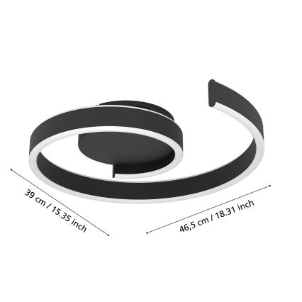 Eglo - LED RGBW Stmívatelné stropní svítidlo LED/37W/230V 3000-6500K černá