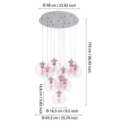 Eglo - Lustr na lanku 10xE27/60W/230V lesklý chrom/čirá