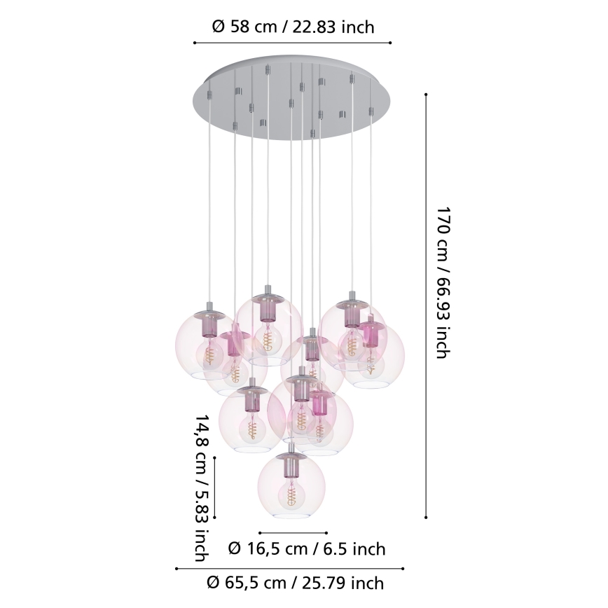 Eglo - Lustr na lanku 10xE27/60W/230V lesklý chrom/čirá