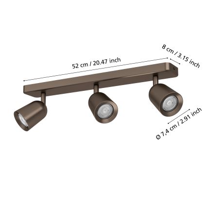 Eglo - Bodové svítidlo 3xGU10/10W/230V bronzová