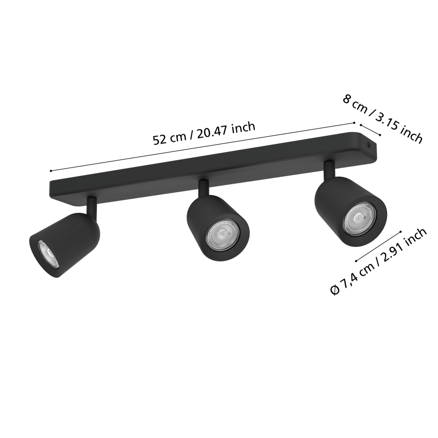 Eglo - Bodové svítidlo 3xGU10/10W/230V černá
