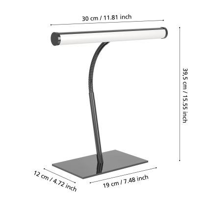 Eglo - LED Stmívatelná dotyková stolní lampa LED/5W/230V 2700/4000/6500K černý chrom