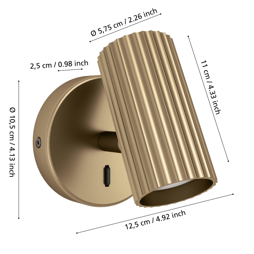 Eglo - Nástěnné bodové svítidlo 1xGU10/5W/230V zlatá