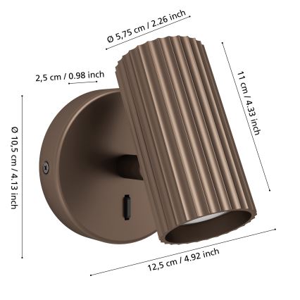 Eglo - Nástěnné bodové svítidlo 1xGU10/5W/230V hnědá