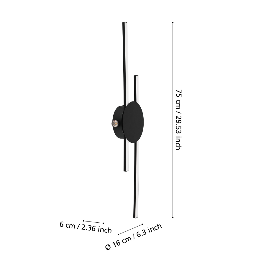 Eglo - LED Nástěnné svítidlo LED/20W/230V + LED/0,91W černá