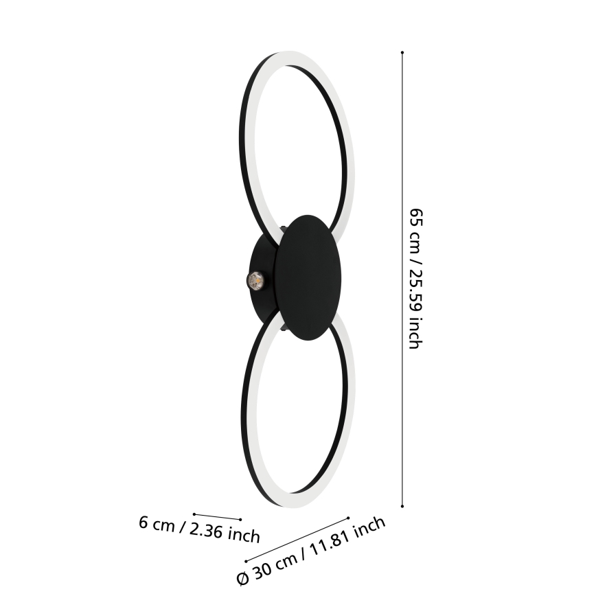 Eglo - LED Nástěnné svítidlo LED/20W/230V + LED/0,91W černá