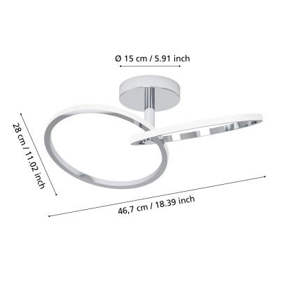 Eglo - LED Stropní svítidlo LED/12W/230V 2700/4000/6500K lesklý chrom