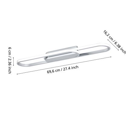 Eglo - LED Stropní svítidlo LED/20W/230V 2700/4000/6500K lesklý chrom