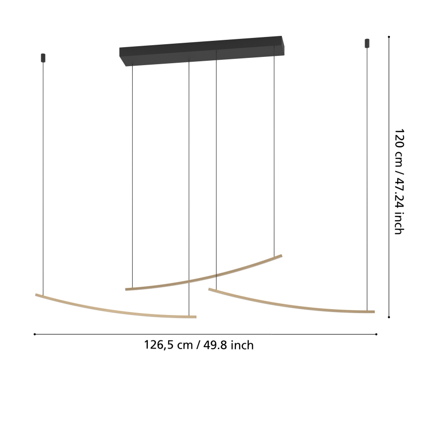Eglo  - LED Stmívatelný lustr na lanku LED/22W/230V 2700/4000/6500K zlatá