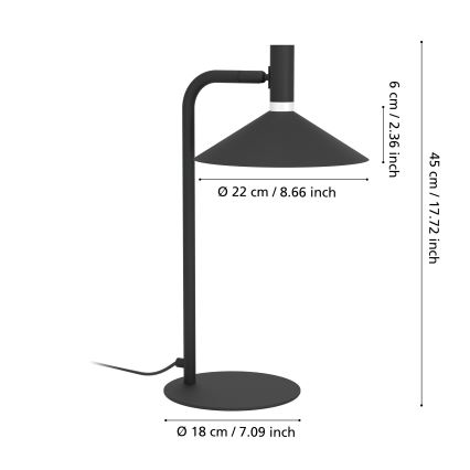 Eglo - LED RGBW Stmívatelná stolní lampa LED/7,5W/230V 2700-6500K černá