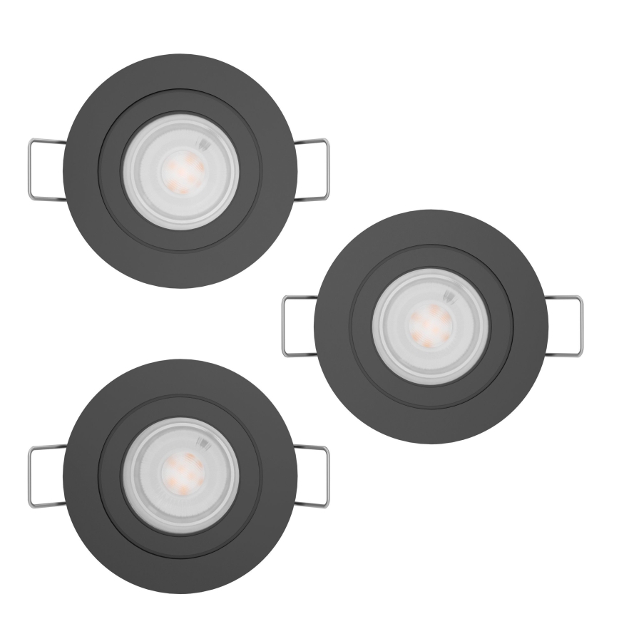 Eglo - SADA 3x LED Koupelnové podhledové bodové svítidlo 1xGU10/4,5W/230V IP44 černá