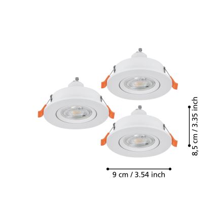 Eglo - SADA 3x LED Podhledové bodové svítidlo 1xGU10/4,5W/230V bílá