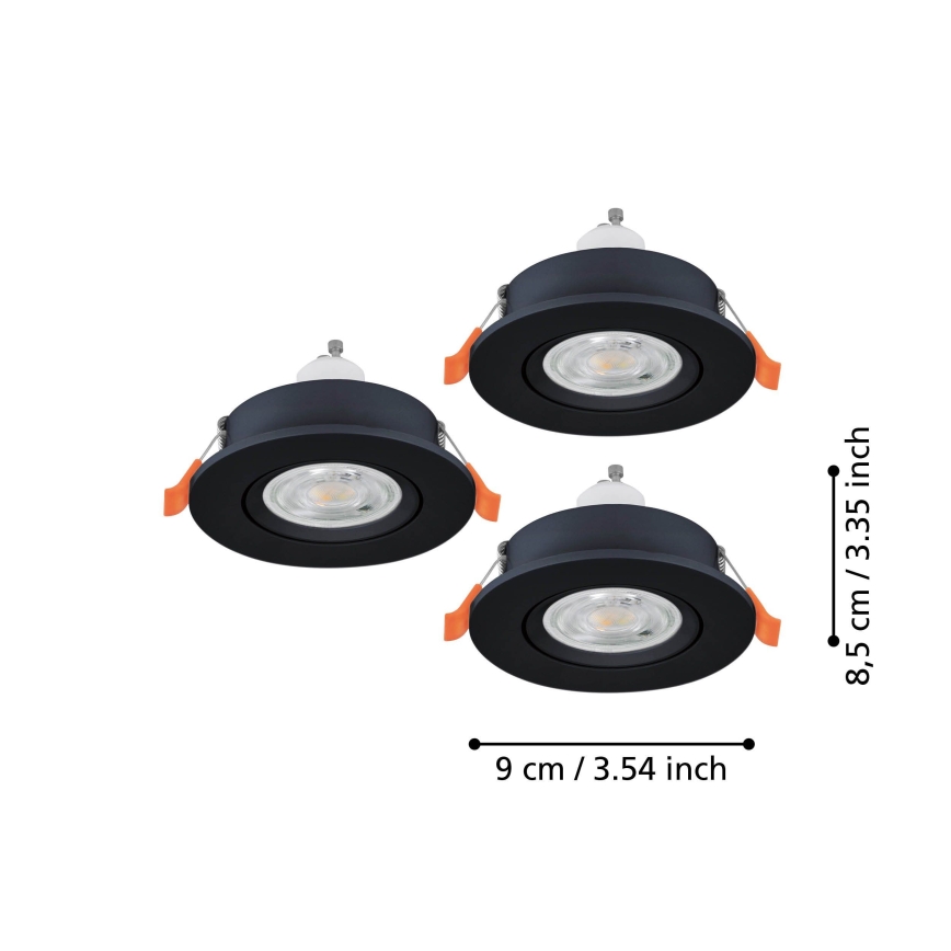 Eglo - SADA 3x LED Podhledové bodové svítidlo 1xGU10/4,5W/230V černá