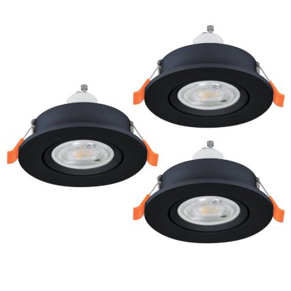 Eglo - SADA 3x LED Koupelnové podhledové bodové svítidlo 1xGU10/4,5W/230V IP44 černá
