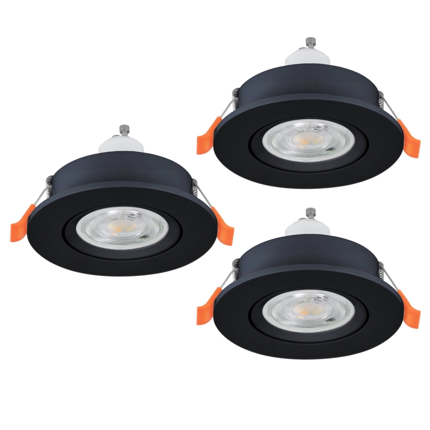Eglo - SADA 3x LED Koupelnové podhledové bodové svítidlo 1xGU10/4,5W/230V IP44 černá