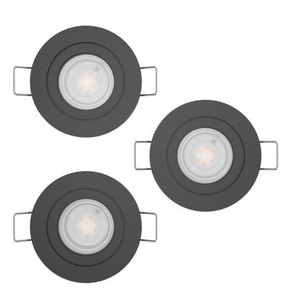 Eglo - SADA 3x LED Koupelnové podhledové bodové svítidlo 1xGU10/4,5W/230V IP44 černá