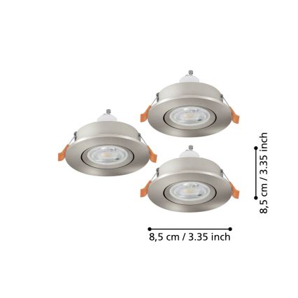 Eglo - SADA 3x LED Koupelnové podhledové bodové svítidlo 1xGU10/4,5W/230V IP44 matný chrom