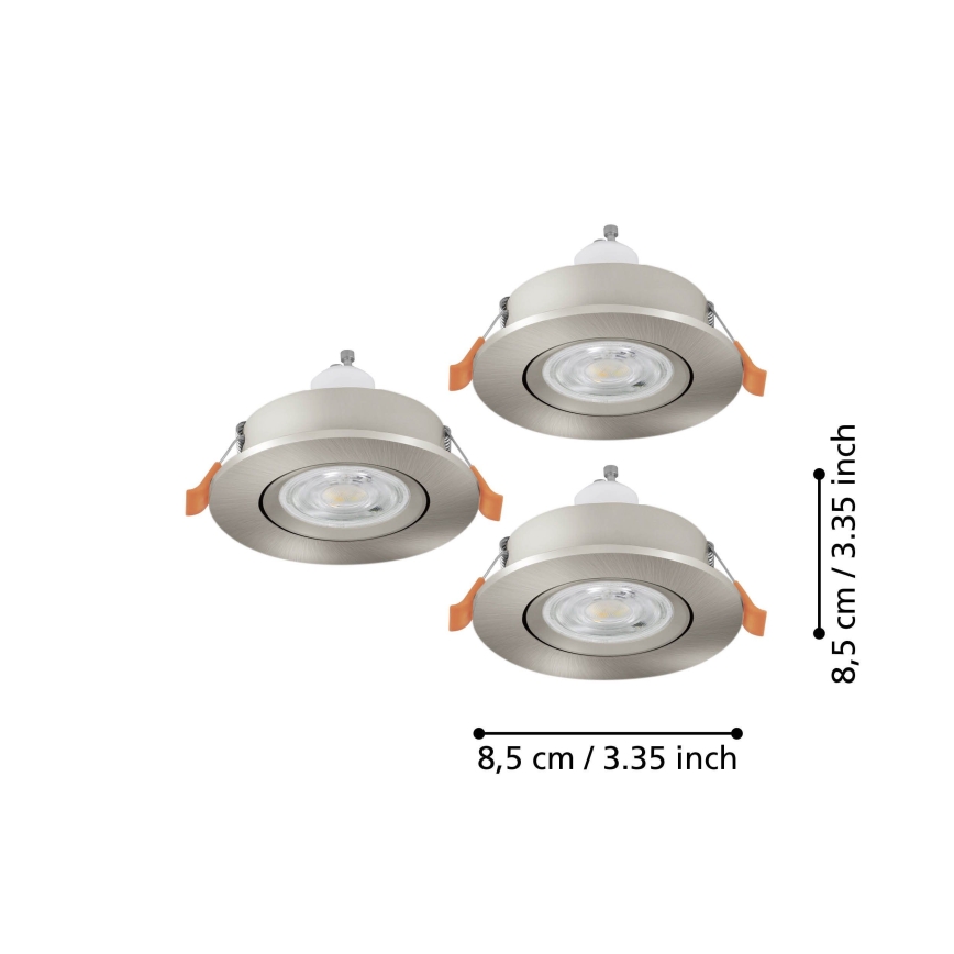 Eglo - SADA 3x LED Koupelnové podhledové bodové svítidlo 1xGU10/4,5W/230V IP44 matný chrom