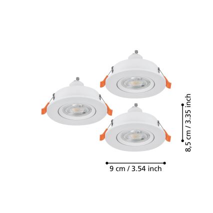 Eglo - SADA 3x LED Podhledové bodové svítidlo 1xGU10/4,5W/230V bílá