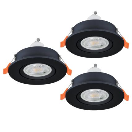 Eglo - SADA 3x LED Podhledové bodové svítidlo 1xGU10/4,5W/230V černá