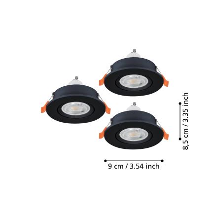 Eglo - SADA 3x LED Podhledové bodové svítidlo 1xGU10/4,5W/230V černá