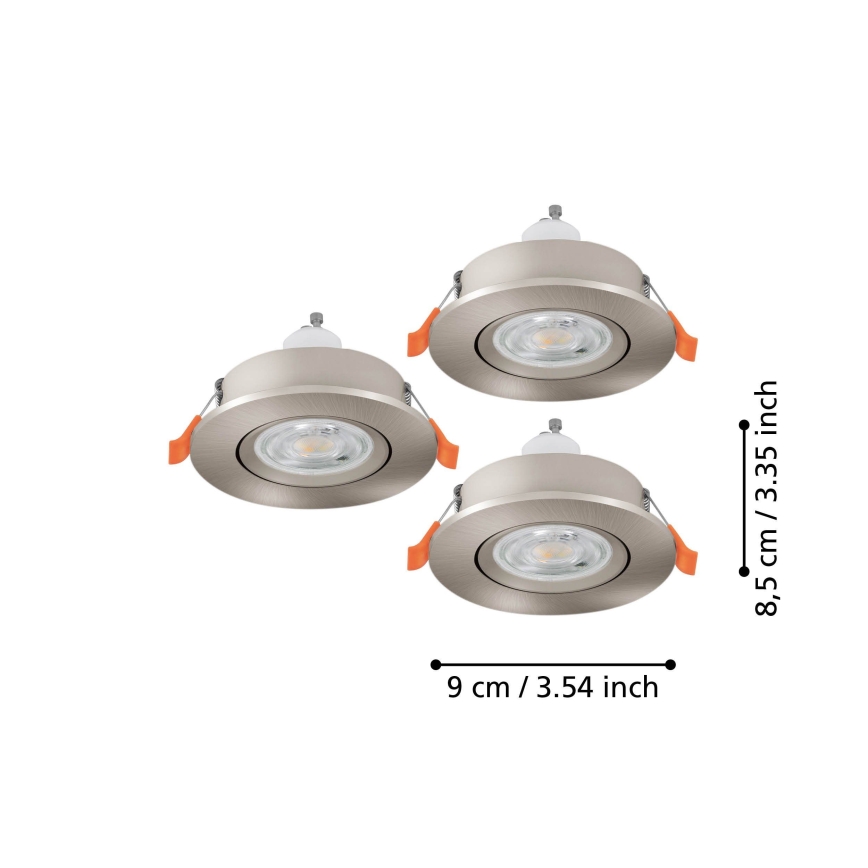 Eglo - SADA 3x LED Podhledové bodové svítidlo 1xGU10/4,5W/230V matný chrom