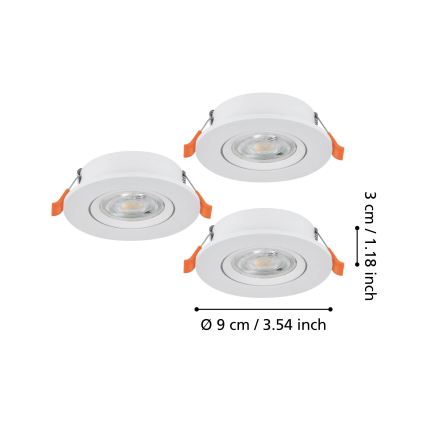 Eglo - SADA 3x LED Podhledové bodové svítidlo LED/4,8W/230V 2700/4000/6500K bílá