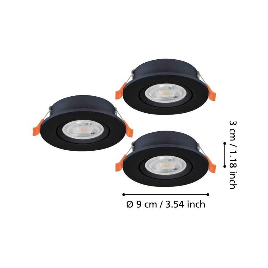 Eglo - SADA 3x LED Podhledové bodové svítidlo LED/4,8W/230V 2700/4000/6500K černá