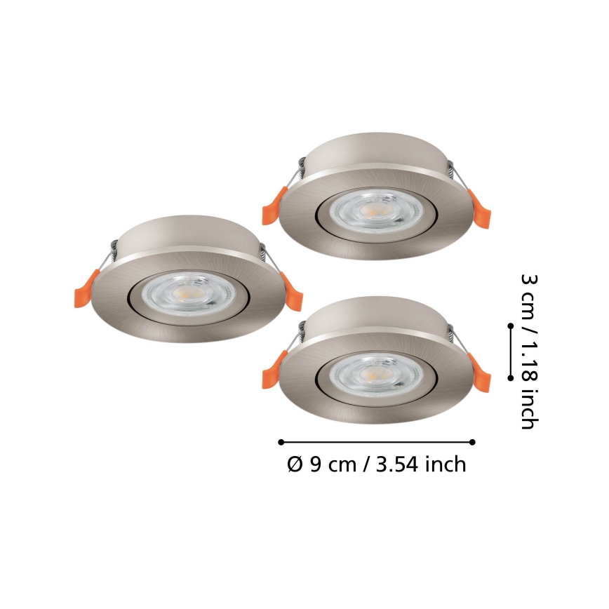 Eglo - SADA 3x LED Podhledové bodové svítidlo LED/4,8W/230V 2700/4000/6500K matný chrom