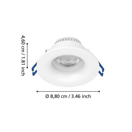 Eglo - LED Koupelnové podhledové svítidlo LED/4,9W/230V 2700/4000/6500K pr. 8,8 cm IP65 bílá