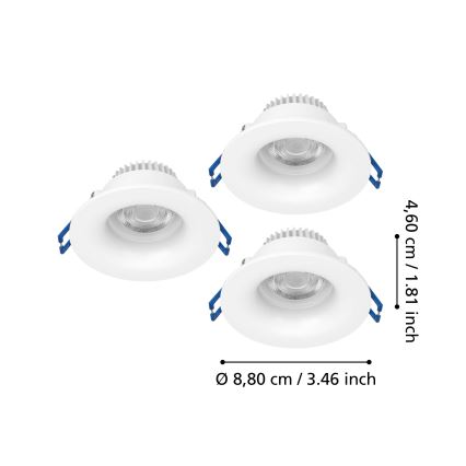 Eglo - SADA 3x LED Koupelnové podhledové svítidlo LED/4,9W/230V 2700/4000/6500K pr. 8,8 cm IP65 bílá