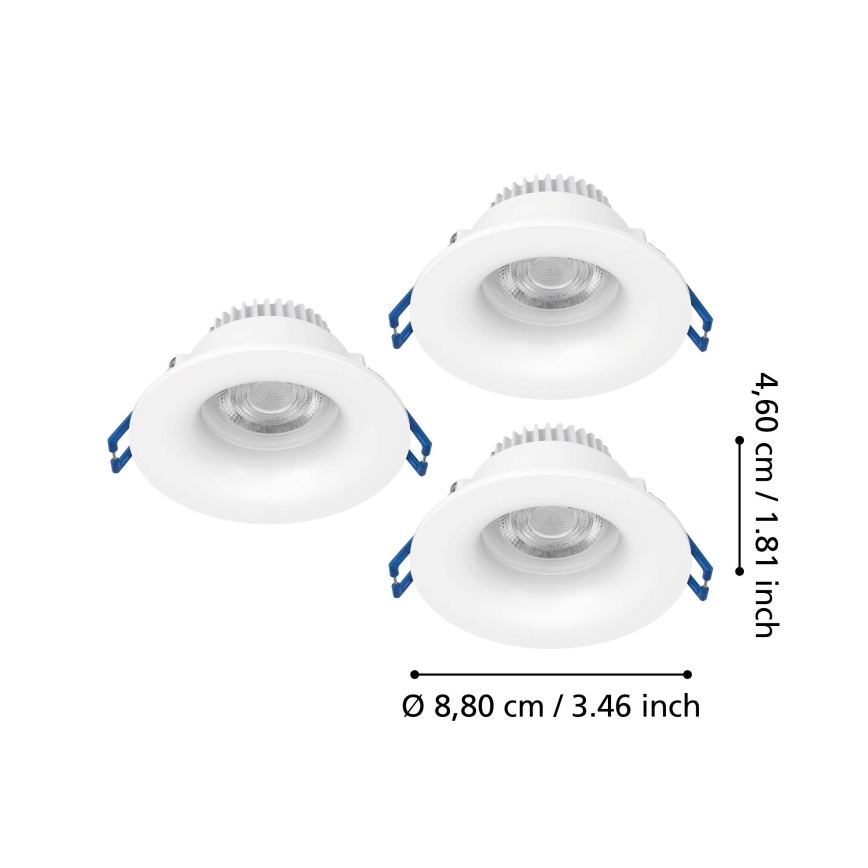 Eglo - SADA 3x LED Koupelnové podhledové svítidlo LED/4,9W/230V 2700/4000/6500K pr. 8,8 cm IP65 bílá