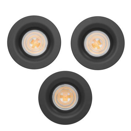 Eglo - SADA 3x LED Koupelnové podhledové svítidlo LED/4,9W/230V 2700/4000/6500K pr. 8,8 cm IP65 černá