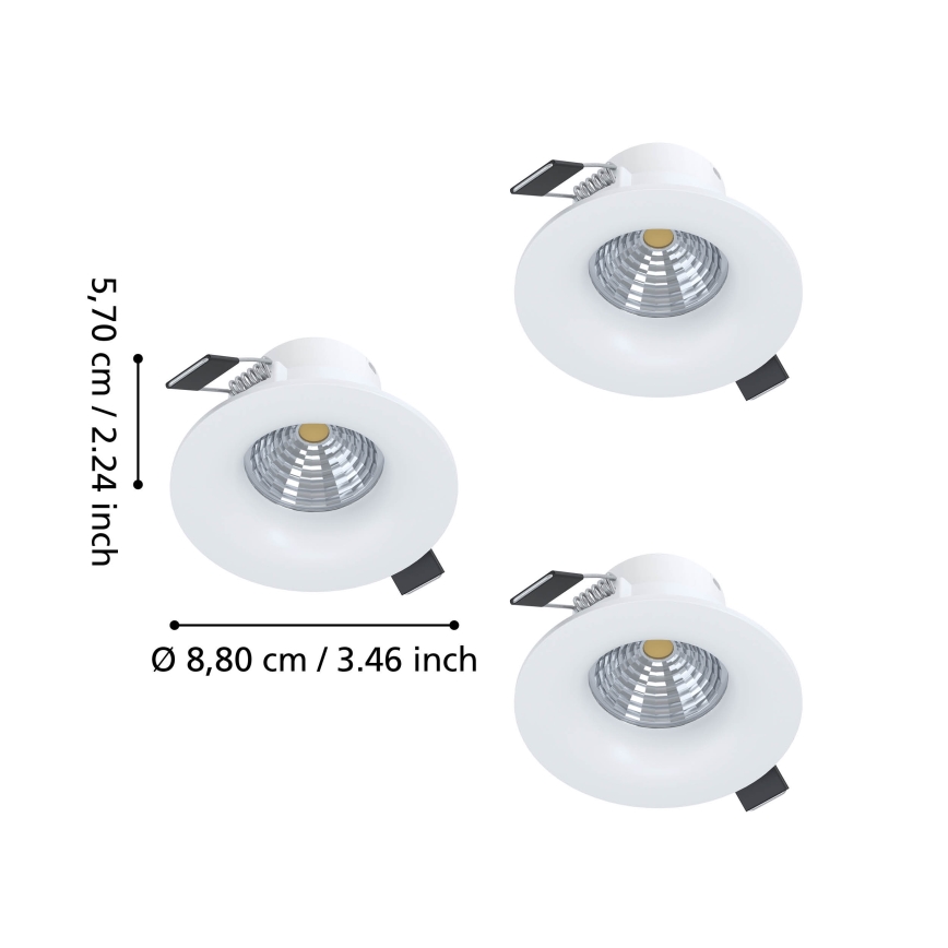 Eglo - SADA 3x LED Stmívatelné podhledové svítidlo LED/4,8W/230V pr. 8,8 cm bílá