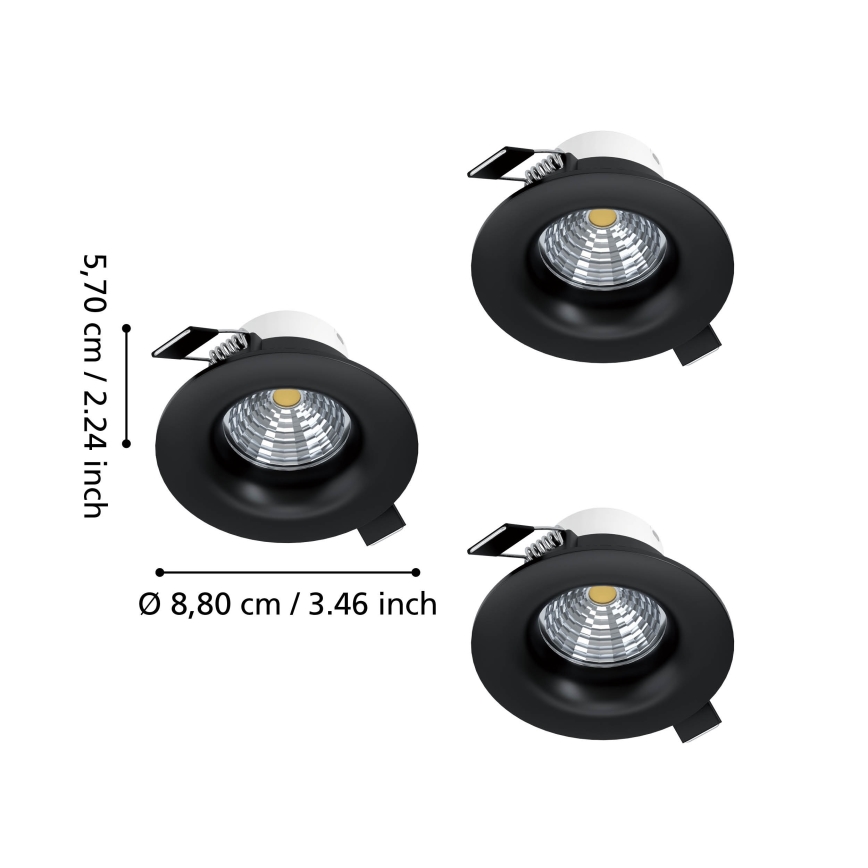 Eglo - SADA 3x LED Stmívatelné podhledové svítidlo LED/4,8W/230V pr. 8,8 cm černá