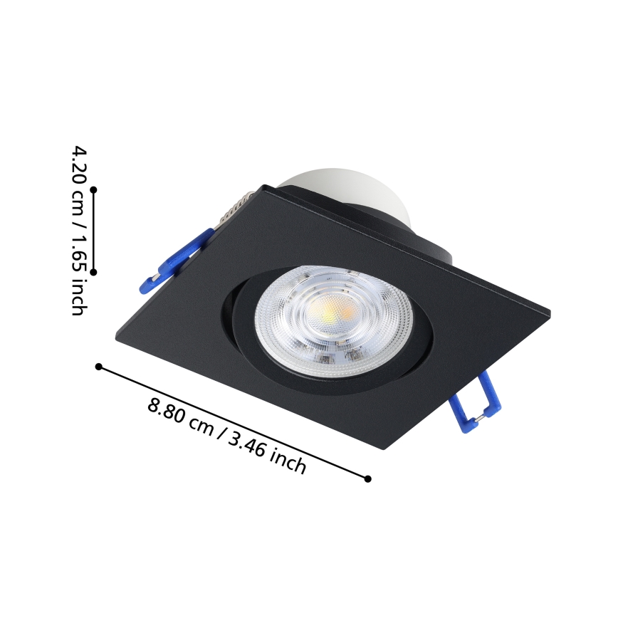 Eglo - SADA 3x LED Stmívatelné podhledové svítidlo LED/4,8W/230V 8,8x8,8 cm černá
