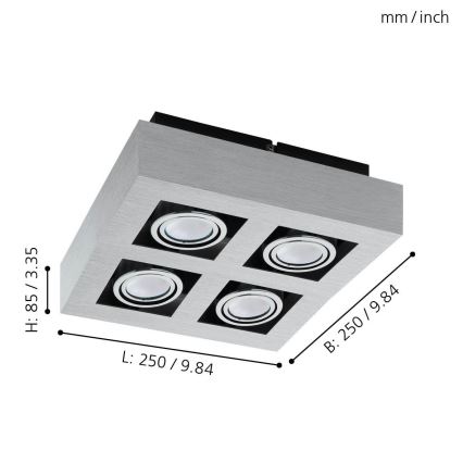 Eglo - LED Bodové svítidlo 4xGU10-LED/5W/230V