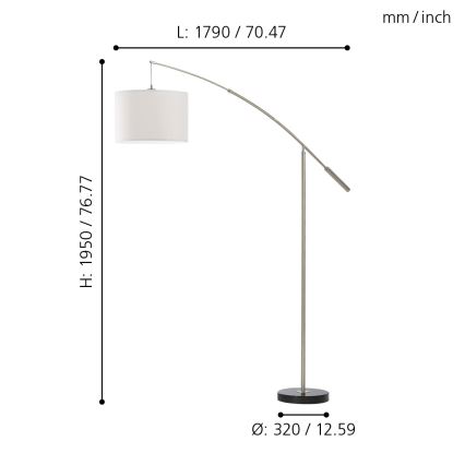 Eglo 92206 - Stojací lampa NADINA 1xE27/60W/230V