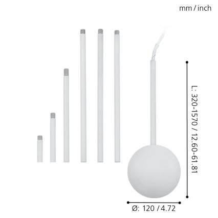 Eglo 92288 - Kryt kabelu EXTENTION bílá