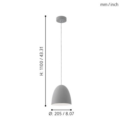 Eglo 92521 - Závěsné svítidlo PRATELLA E27/60W/230V