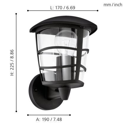 Eglo 93097 - LED Venkovní nástěnné svítidlo ALORIA 1xE27/8,5W/230V IP44