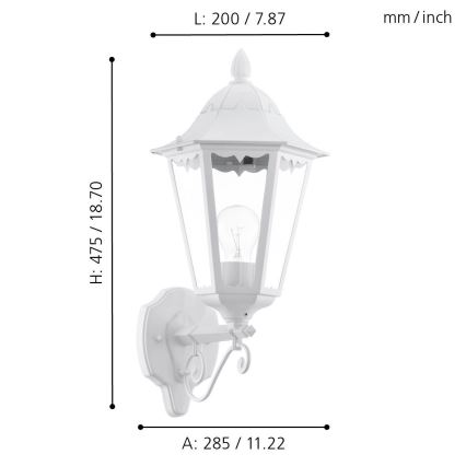 Eglo 93446 - Venkovní nástěnné svítidlo NAVEDO 1xE27/60W/230V IP44