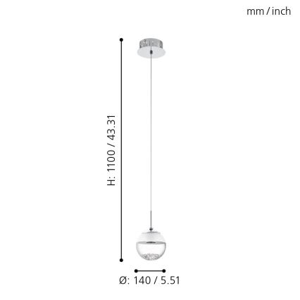 Eglo 93708 - LED závěsné svítidlo MONTEFIO 1 1xLED/5W/230V