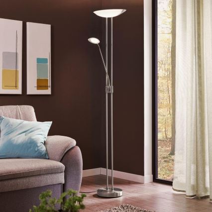 Eglo - LED Stmívatelná stojací lampa LED/20W + LED/2,5W lesklý chrom