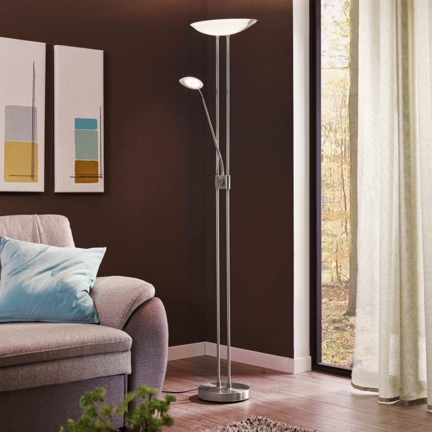 Eglo - LED Stmívatelná stojací lampa LED/20W + LED/2,5W lesklý chrom